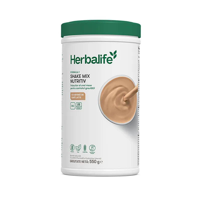 Shake Herbalife Formula 1 Cafe Latte 550g - Nutriție echilibrată Herbalclub.ro