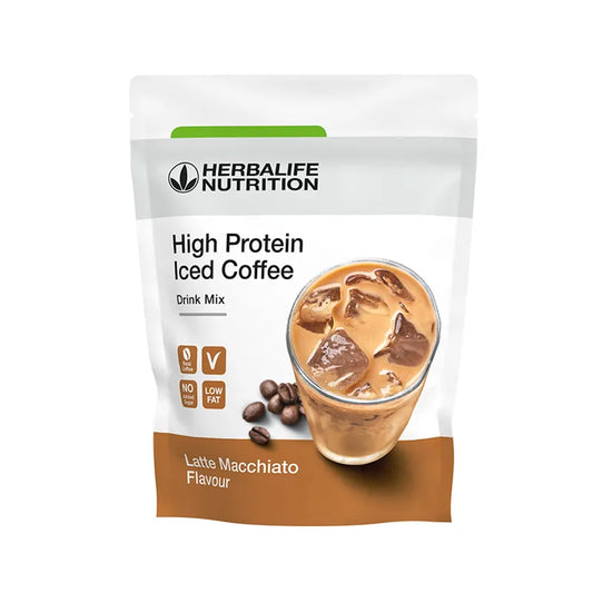High Protein Iced Coffee Herbalife Latte Macchiato 308g - Pudră Proteică cu Cafea Herbalclub.ro