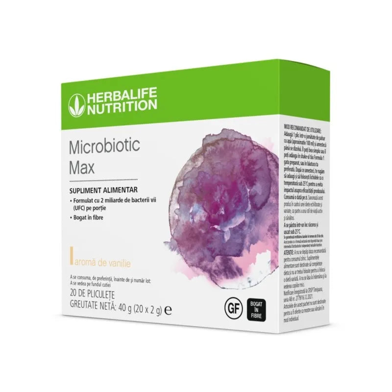 Microbiotic Max Herbalife Vanilie 20 pliculețe - Supliment Probiotice și Prebiotice Herbalclub.ro