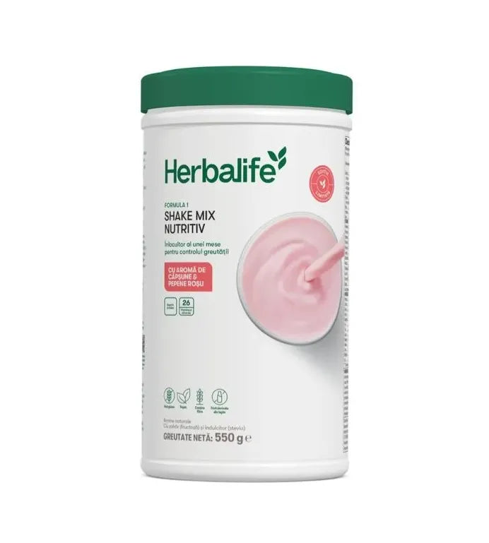 Shake Herbalife Formula 1 Căpșune & Pepene Roșu 550g - Nutriție echilibrată Herbalclub.ro