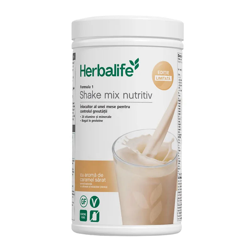 Shake Herbalife Formula 1 Caramel sărat 550g - Nutriție echilibrată Herbalclub.ro