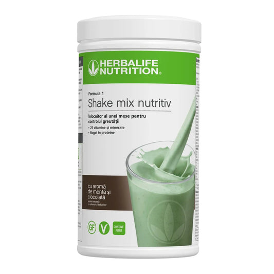 Shake Herbalife Formula 1 Mentă și Ciocolată 550g - Nutriție echilibrată Herbalclub.ro